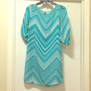 A turquoise blue Chevron dress